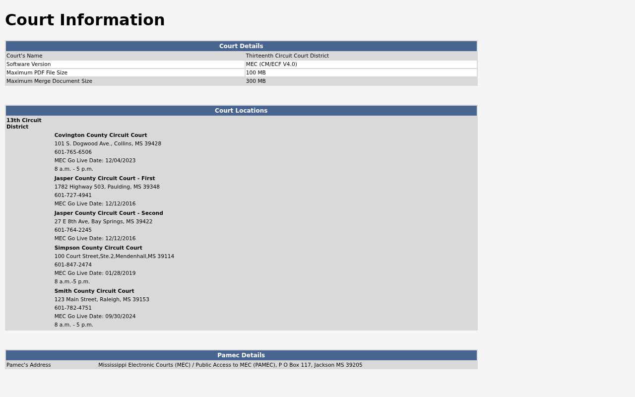 Jasper County case search Circuit MEC court information