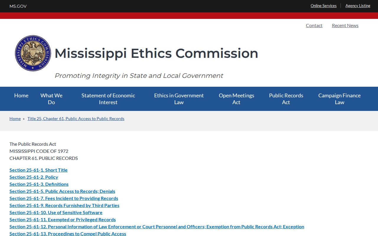 Jasper County court records Mississippi public records law source