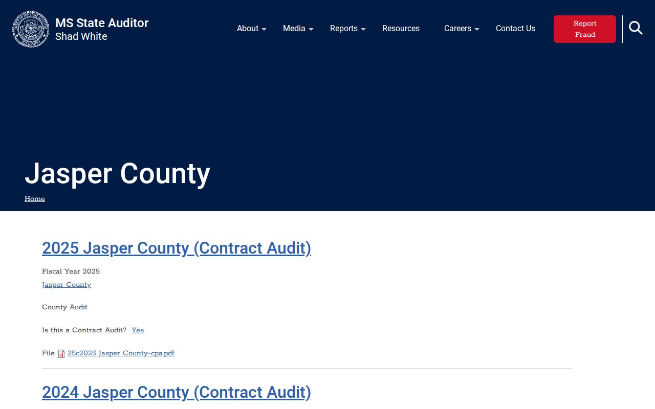 Jasper County court docket State Auditor audit index